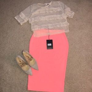 Misguided Coral knee length skirt